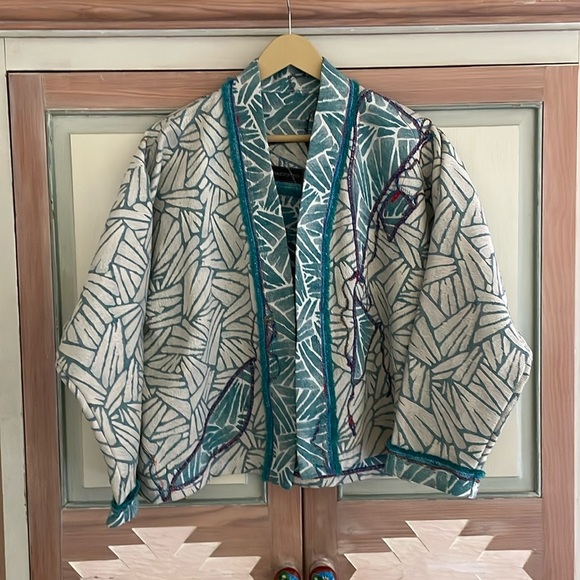 Fugazzotto | Artist made abstract patchwork boho kimono jacket. Fits Med… - Picture 1 of 7